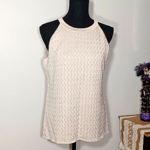 WHBM Cream Heavy Waffle Knit Tank Top
